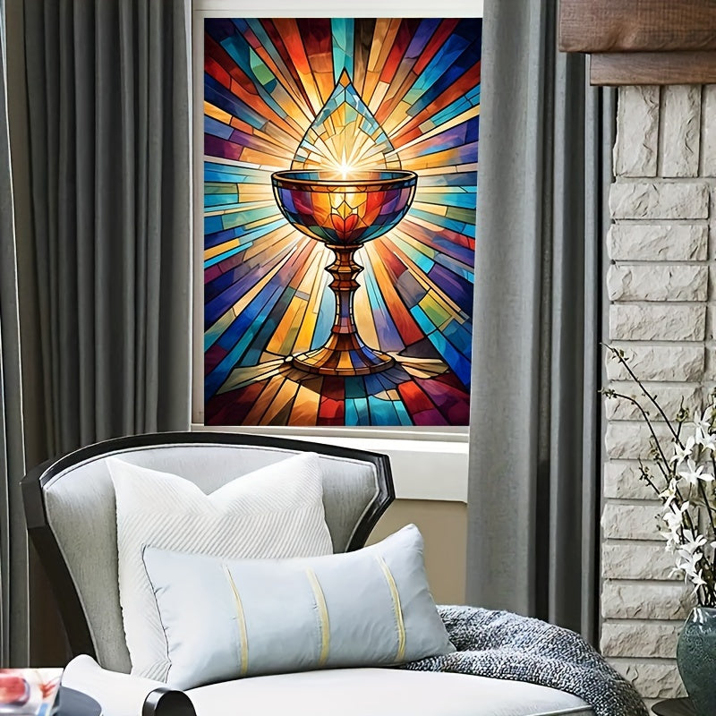 A Piece of Colorful Vintage Window Glass Static Sticker, Removable Window Privacy Color Decorative Film, Suitable for Home Office, Perfect for Beautiful Decoration Scrapbooking And DIY Crafts (No Glue Required) Holy Grail Figure Glass Film