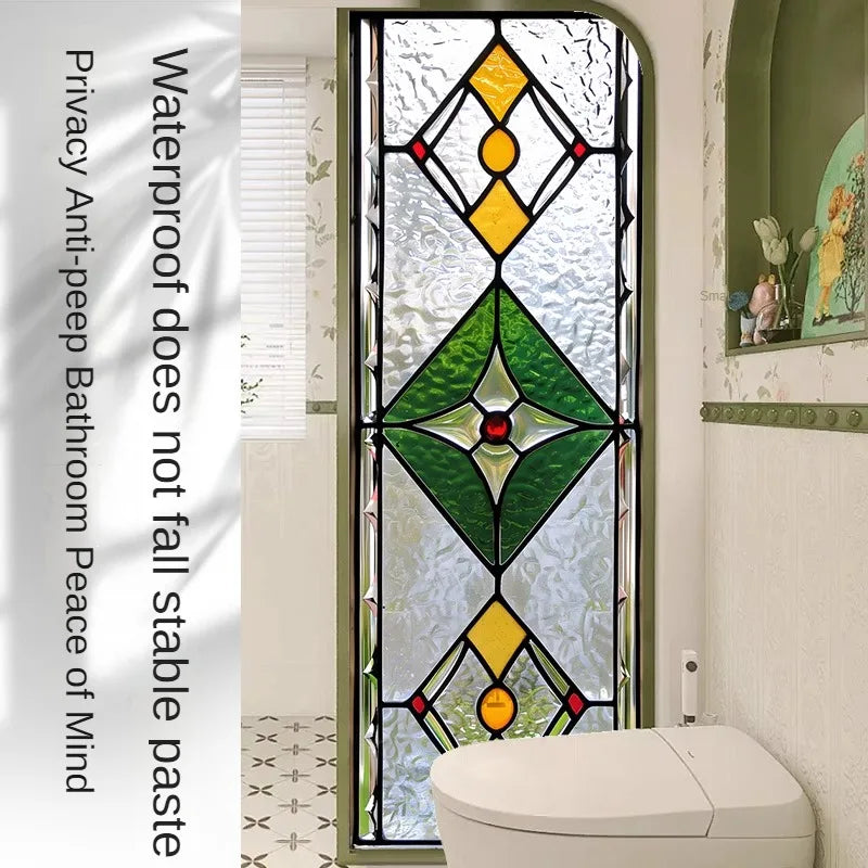 Stained Glass Film American Retro European Electrostatic Frosted Glass Sticker Window Film Window Sticker Stained Glass
