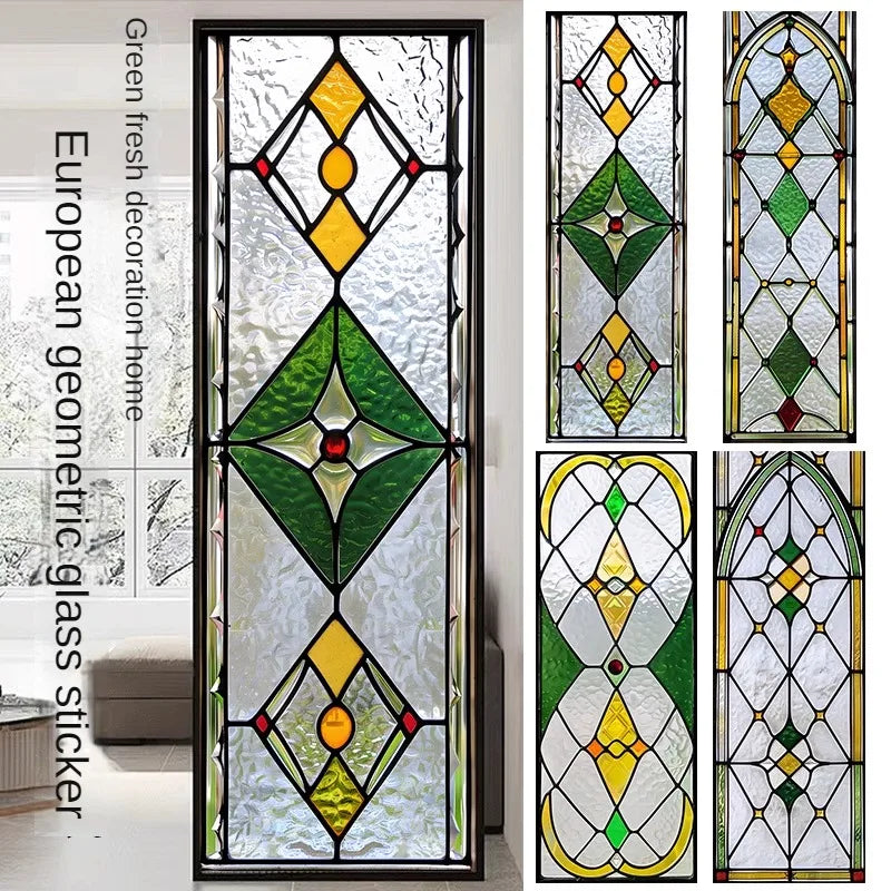 Stained Glass Film American Retro European Electrostatic Frosted Glass Sticker Window Film Window Sticker Stained Glass