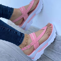 Sandalias De Verano Con Suela Gruesa Y Correas Con Hebilla Para Mujeres, Ideales Para Actividades Al Aire Libre Y Antideslizantes