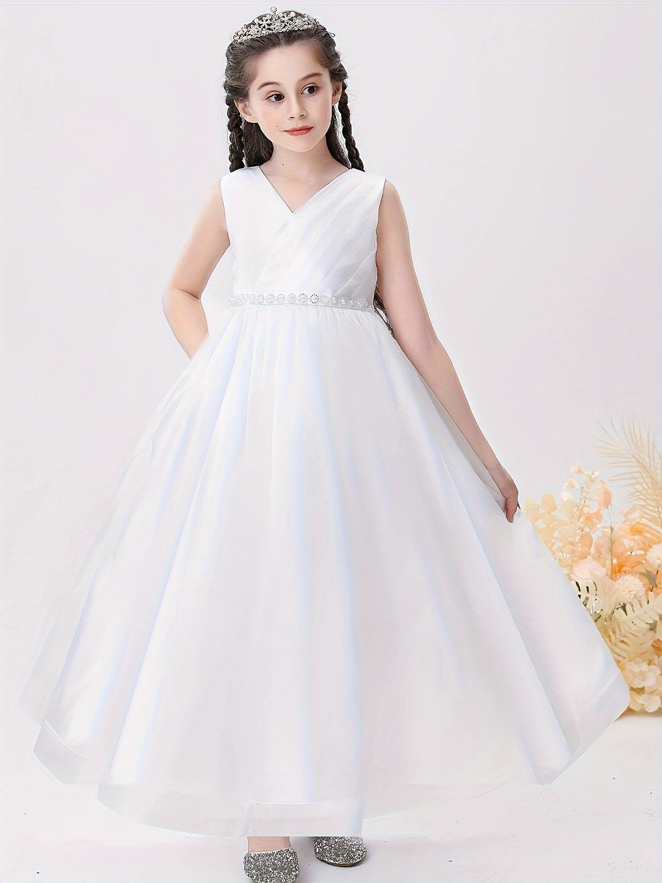 Vestido Formal Blanco para Niña: Ideal para Eventos Especiales