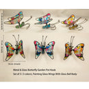 Set de 3 Mariposas Colgantes - Decoración Exterior de Metal y Vidrio