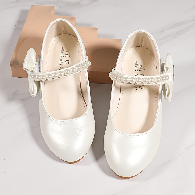 Zapatos Mary Jane para Niñas con Perlas y Moño