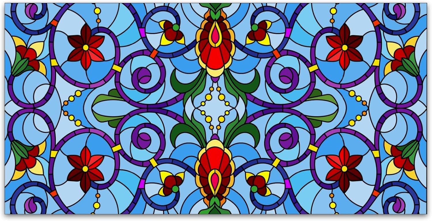 Tragaluz de Vitral con Diseño Floral - Arte Colorido para Techos