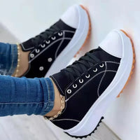 Speedy 2023Classic White Canvas Shoes Women Sneakers Solid Lace-Up Casual Platform Shoes for Women