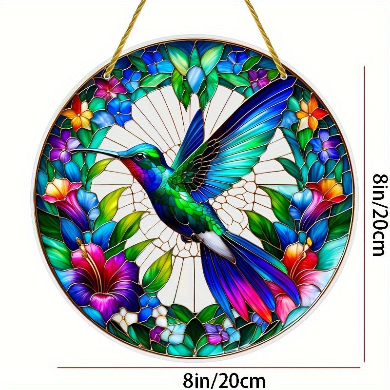 Colibrí de Vitral - Adorno Colgante de 8'' para Ventanas y Jardines