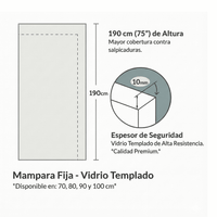 Mampara de Ducha Fija Premium – Vidrio Templado 10mm (Varias Medidas)