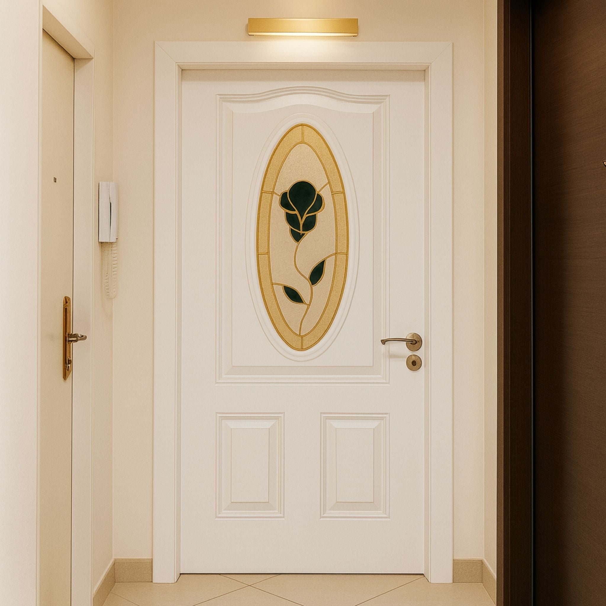 Vitral Rosa Verde para Puerta | Fabricación de Vitrales ArteFusion Creativa Santo Domingo