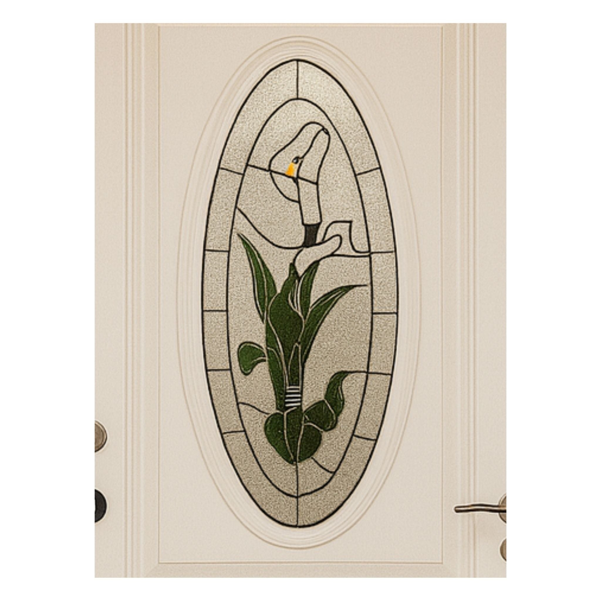 Vitral de Lirios Blancos para Puerta | Tienda de Vitrales ArteFusion Creativa Santo Domingo