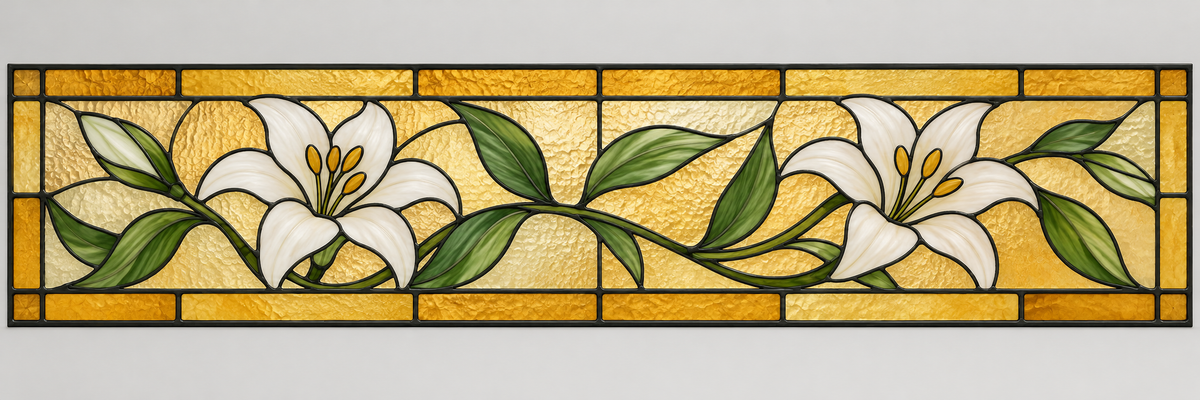 Referencia TRG-002: vitral para tragaluces horizontales sobre puertas