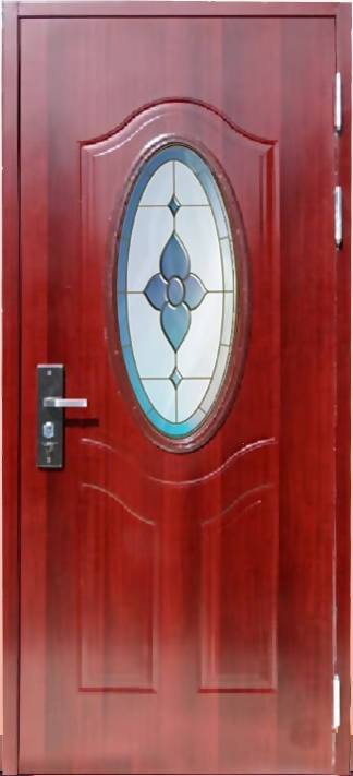 Elegancia y Seguridad: Puertas de Caoba con Vitral